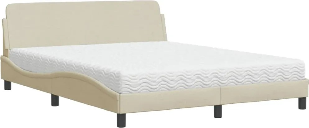 vidaXL Pat cu saltea, Dover, crem, 160x200 cm, material textil
