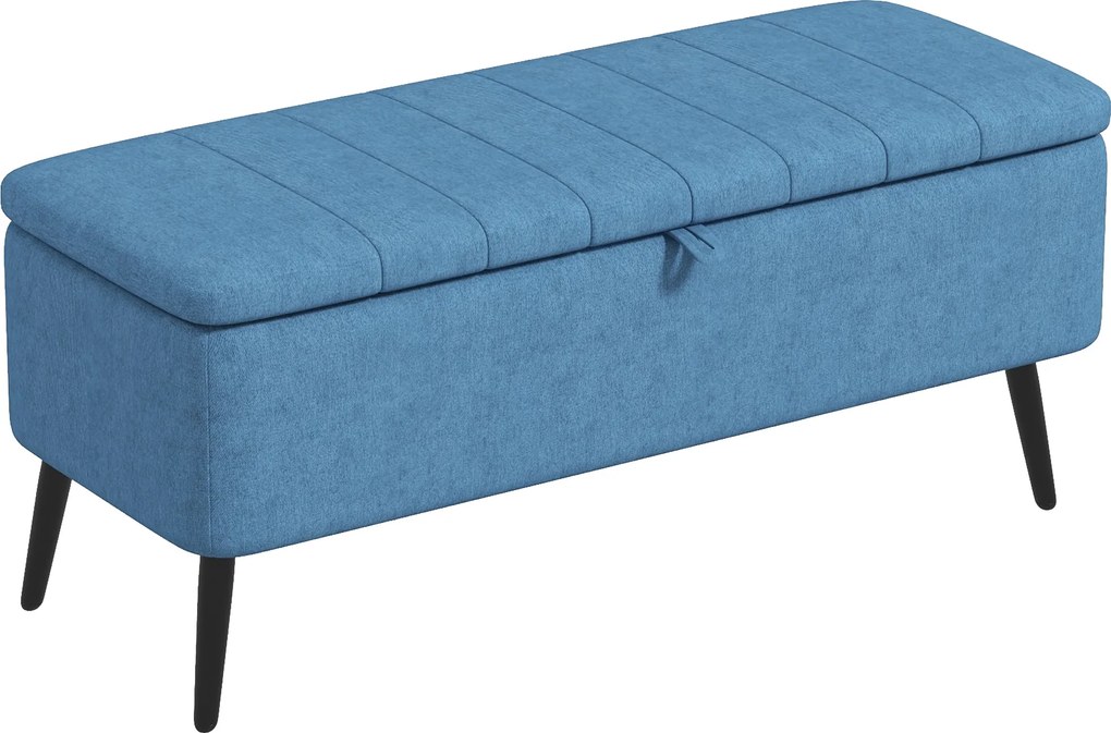 HOMCOM Bancă de depozitare 40", tapițată din material textil cu picioare din oțel pentru Living sau Dormitor, Albastru Închis | Aosom Romania