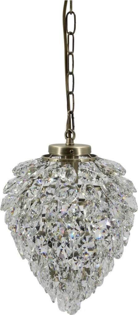 Candelabru din alamă antichizată cu prisme de cristal în cascadă, 29x22 cm, „Versailles"
