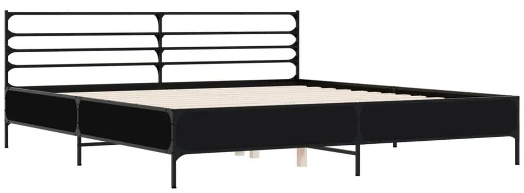 3280062 vidaXL Cadru de pat, negru, 200x200 cm, lemn prelucrat și metal