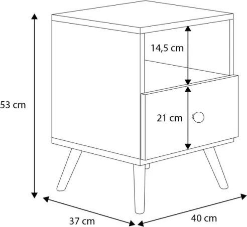 Noptiera cu sertar, 40x53x37 cm, Logan, ADRK Furniture (Culoare: Alb / Sonoma)