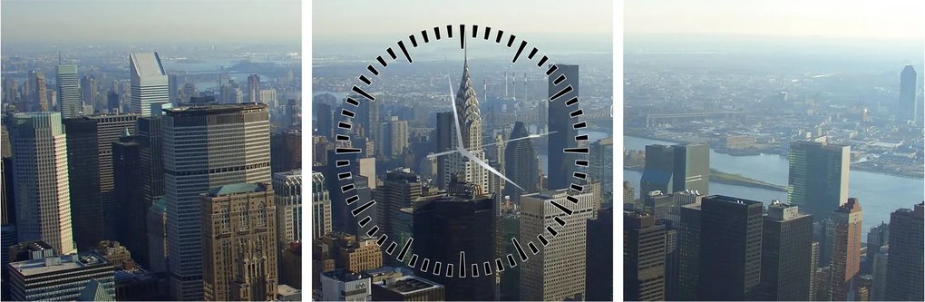 Tablou - Manhattan de zi (cu ceas) (90x30 cm)
