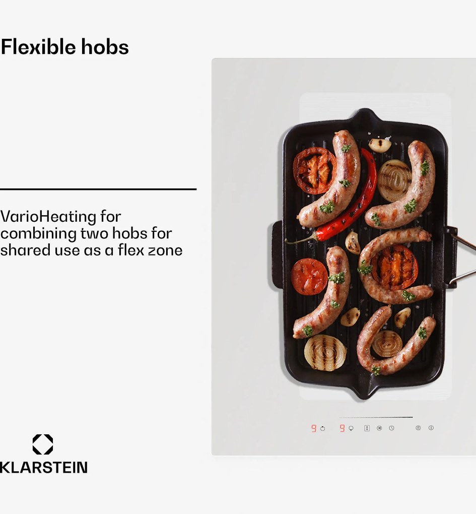 Klarstein Full House 77 Down Air System, aragaz cu inductie + hota, 477 m³/h, clasa de eficienta energetica A