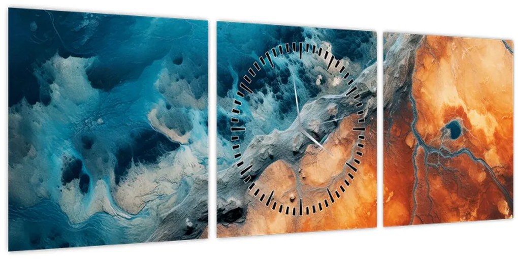 Tablou - Apă și foc (cu ceas) (90x30 cm)