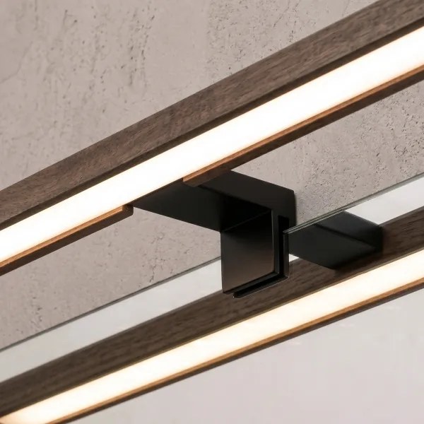 Brilagi - Iluminare pentru oglindă de baie LED WOODY MIRROR 3 în 1 LED/15W/230V IP44 negru/stejar/nucă