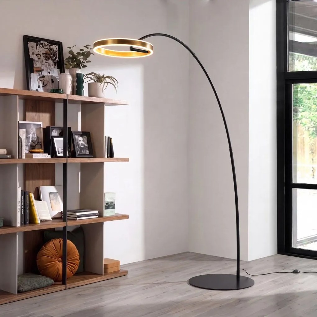 Lampa de podea arcuita design modern LUX Gold and Black steel