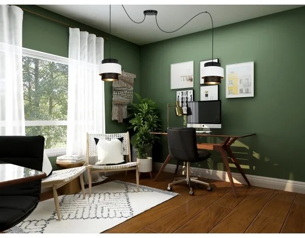 Lustră pe cablu NESS 2xE27/60W/230V neagră/albă