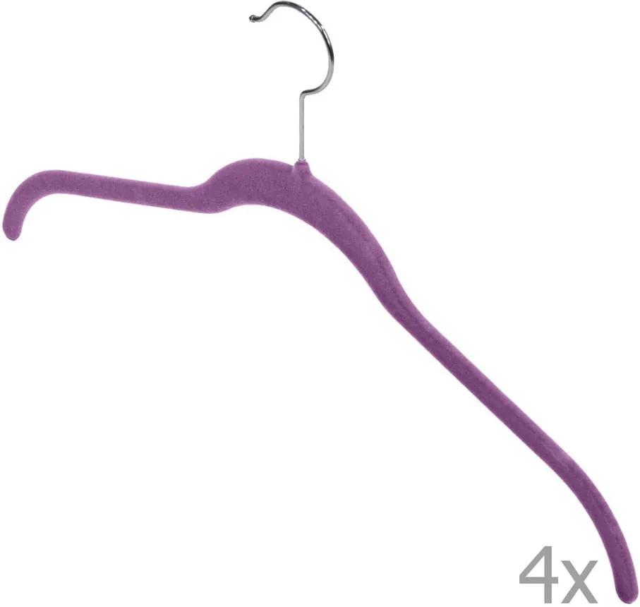 Set 4 umerașe Domopak Velvet Hangers, violet