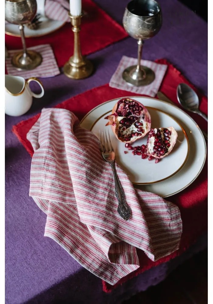 Suporturi pahare din in roz 4 buc. – Linen Tales