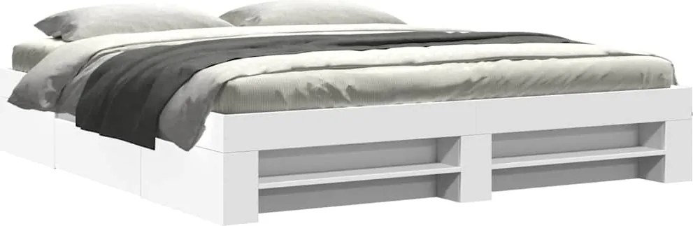 vidaXL Cadru de pat, alb, 200x200 cm, lemn prelucrat