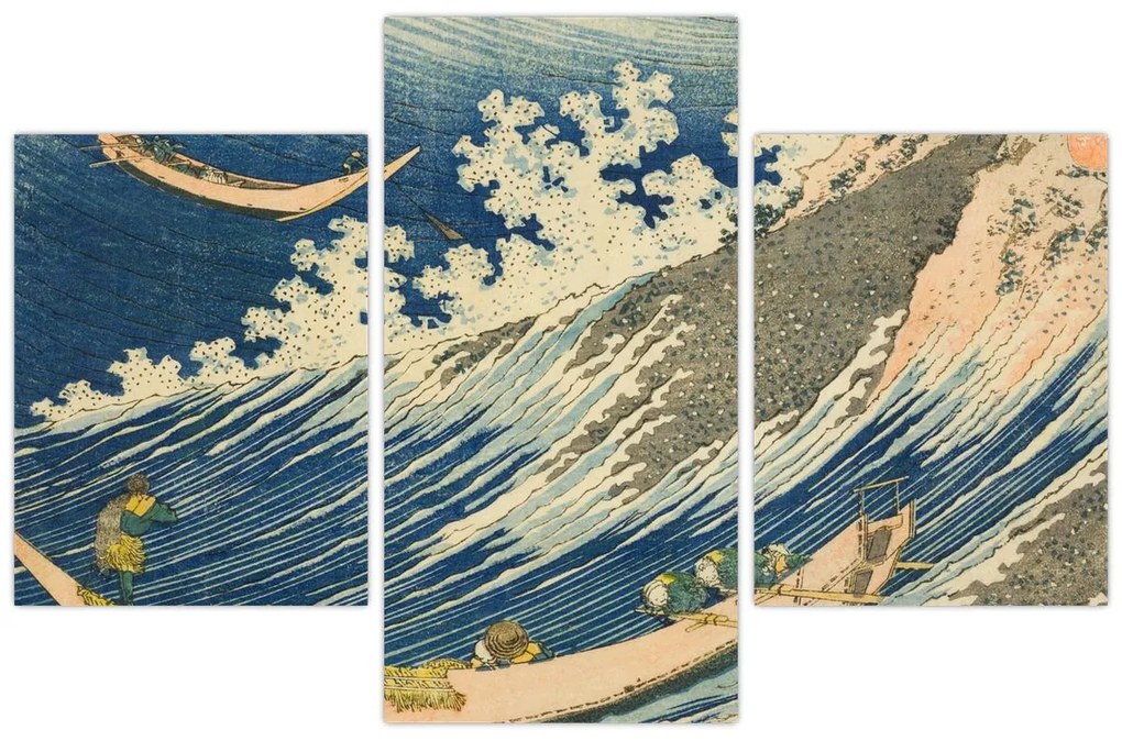 Tablou - Katsushika Hokusai, Fishing Boats at Choshi in Shimosa (Soshu Choshi) , reproducere (90x60 cm)
