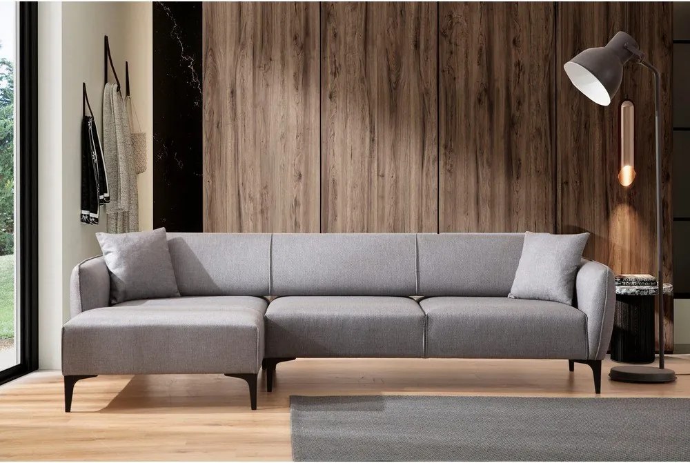 Colțar Belissimo gri deschis, colț pe partea stângă – Balcab Home