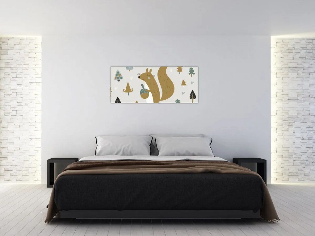 Tablou - Veveriță cu o nucă (120x50 cm)