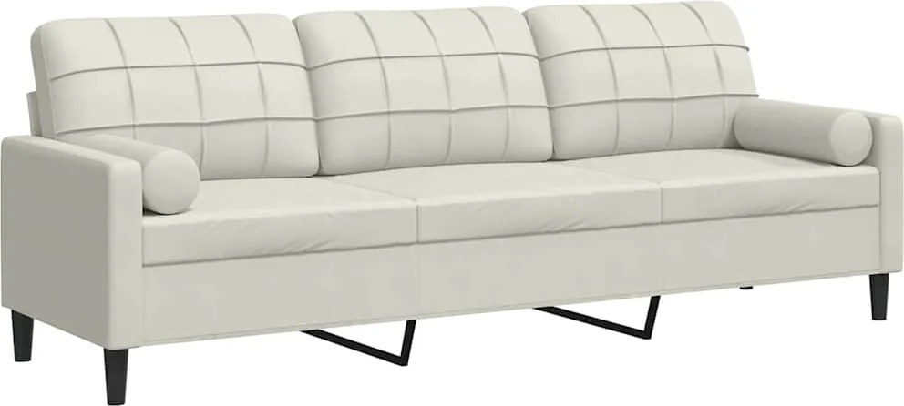 vidaXL Canapea cu 3 locuri cu pernuțe, crem, 210 cm, catifea
