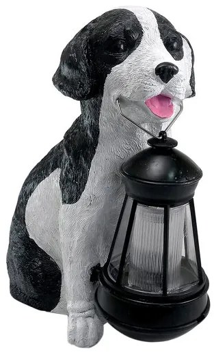 Decoratiune gradina, balcon lampa solara catel cu felinar, inaltime 25 cm