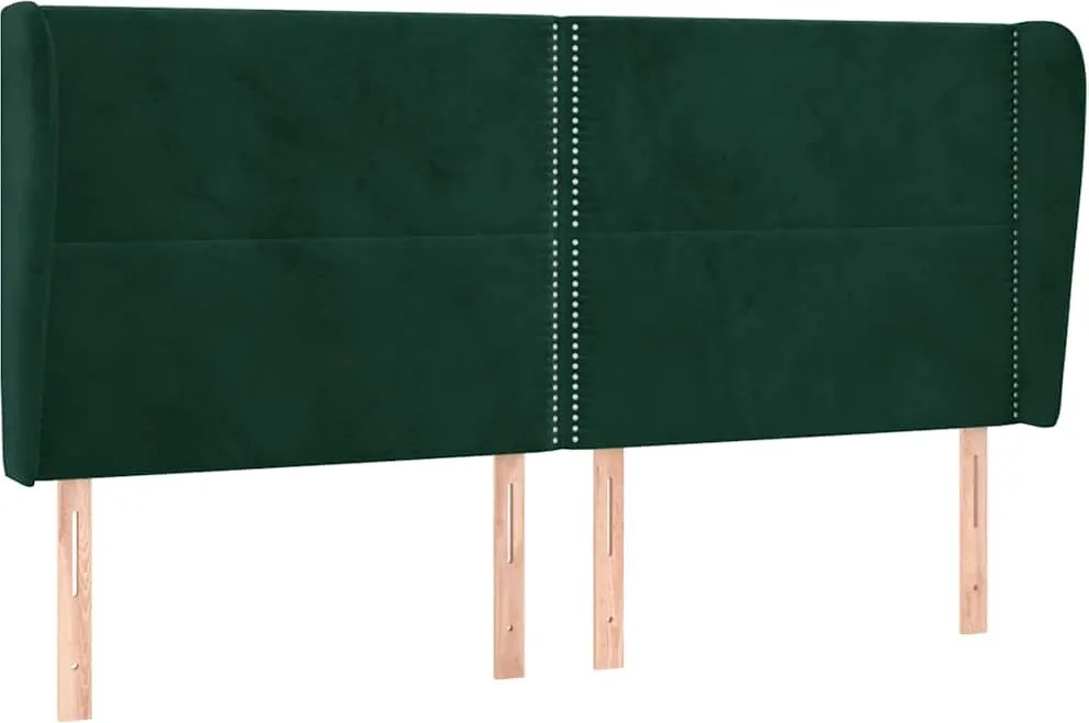 vidaXL Tăblie pat cu aripioare verde închis 183x23x118/128 cm catifea