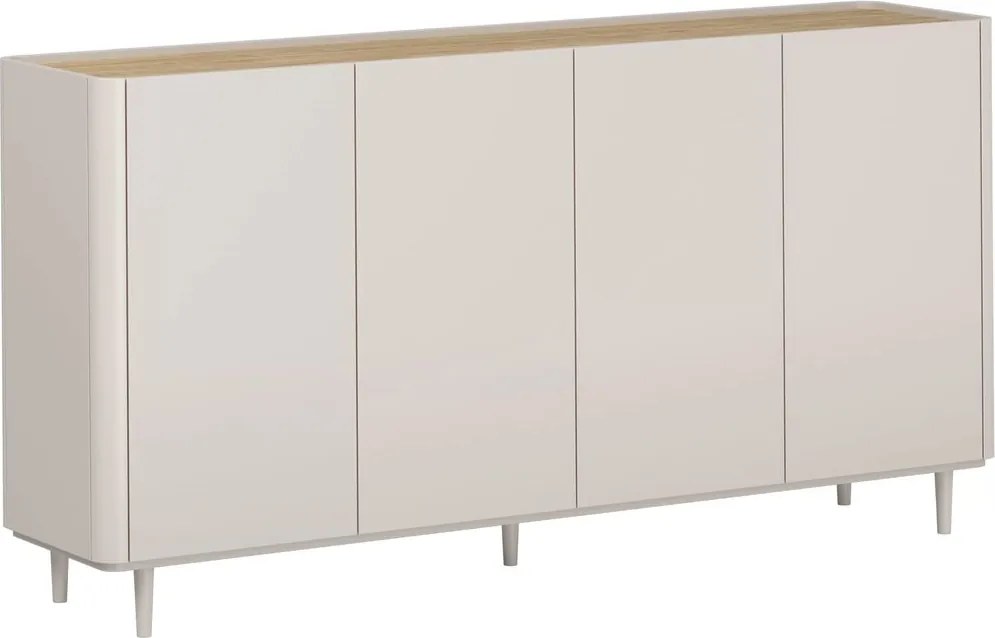 Comodă cu patru uși pe picioare Elivo 200 cm - cașmir / stejar uleiat