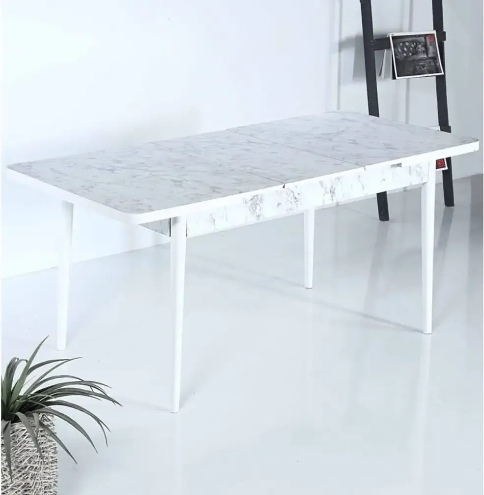 Masa de bucatarie extensibila Dining Homs marmura bej maro 170 x 80 cm