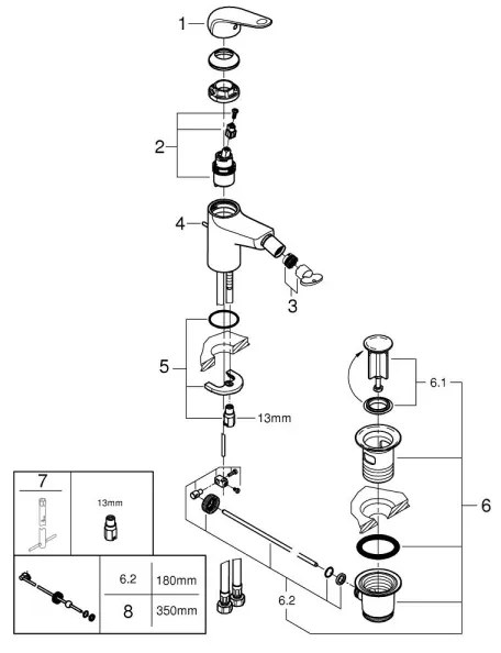 GROHE 24332001 - Baterie pentru bideu SWIFT 146 mm, crom lucios
