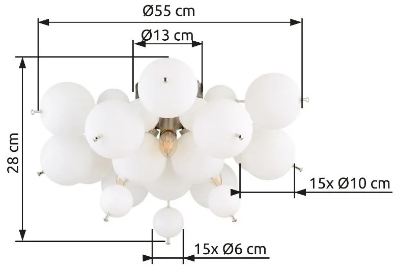 Lustra aplicata design modern UDO 3L nickel/alb