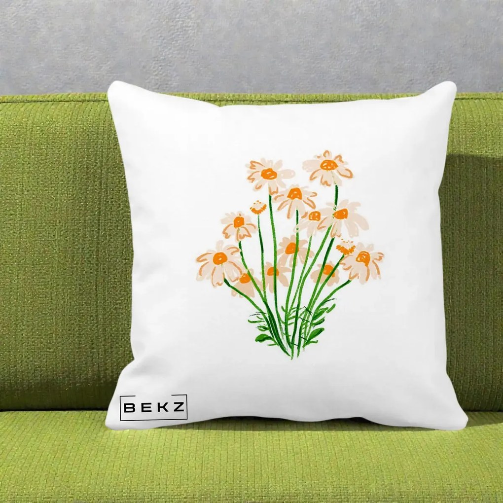 Perna Decorativa Margarete Camp, 40x40 cm, Alba Mata, Husa Detasabila, Perna Inclusa, BEKZ®