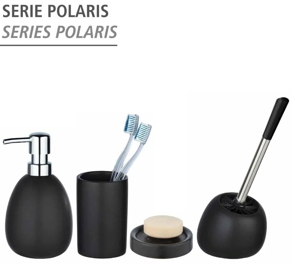 Perie de toaletă cu suport din ceramică Wenko Polaris, negru