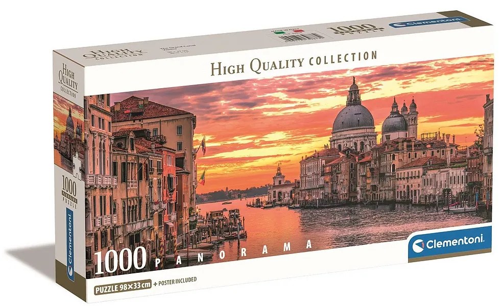 Orașe Canal Grande Italia 1000 de piese puzzle panoramic Compact Clementoni