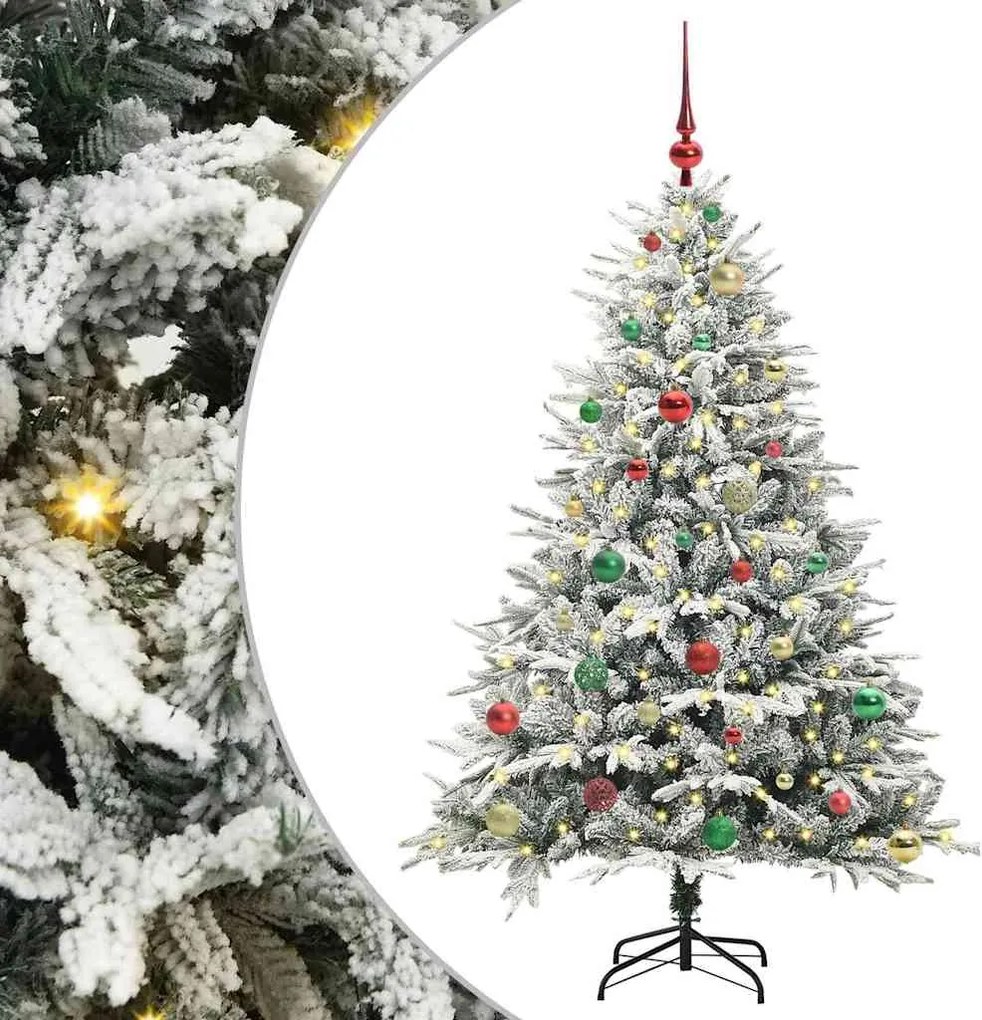 vidaXL Brad de Crăciun artificial pre-iluminat cu set de bile Verde