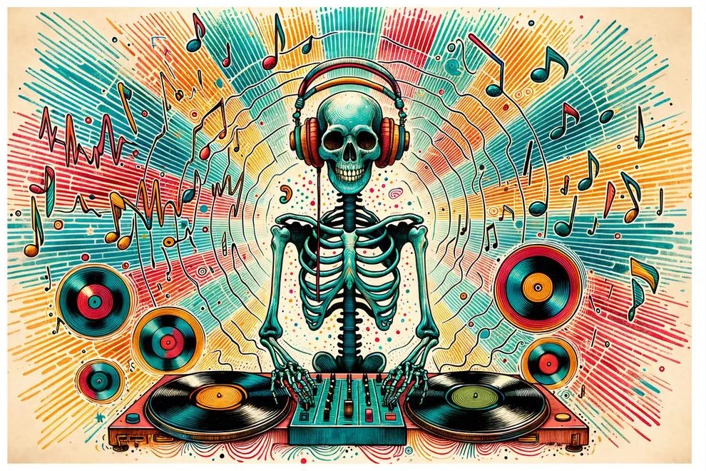 Tablou schelet disco cu discuri