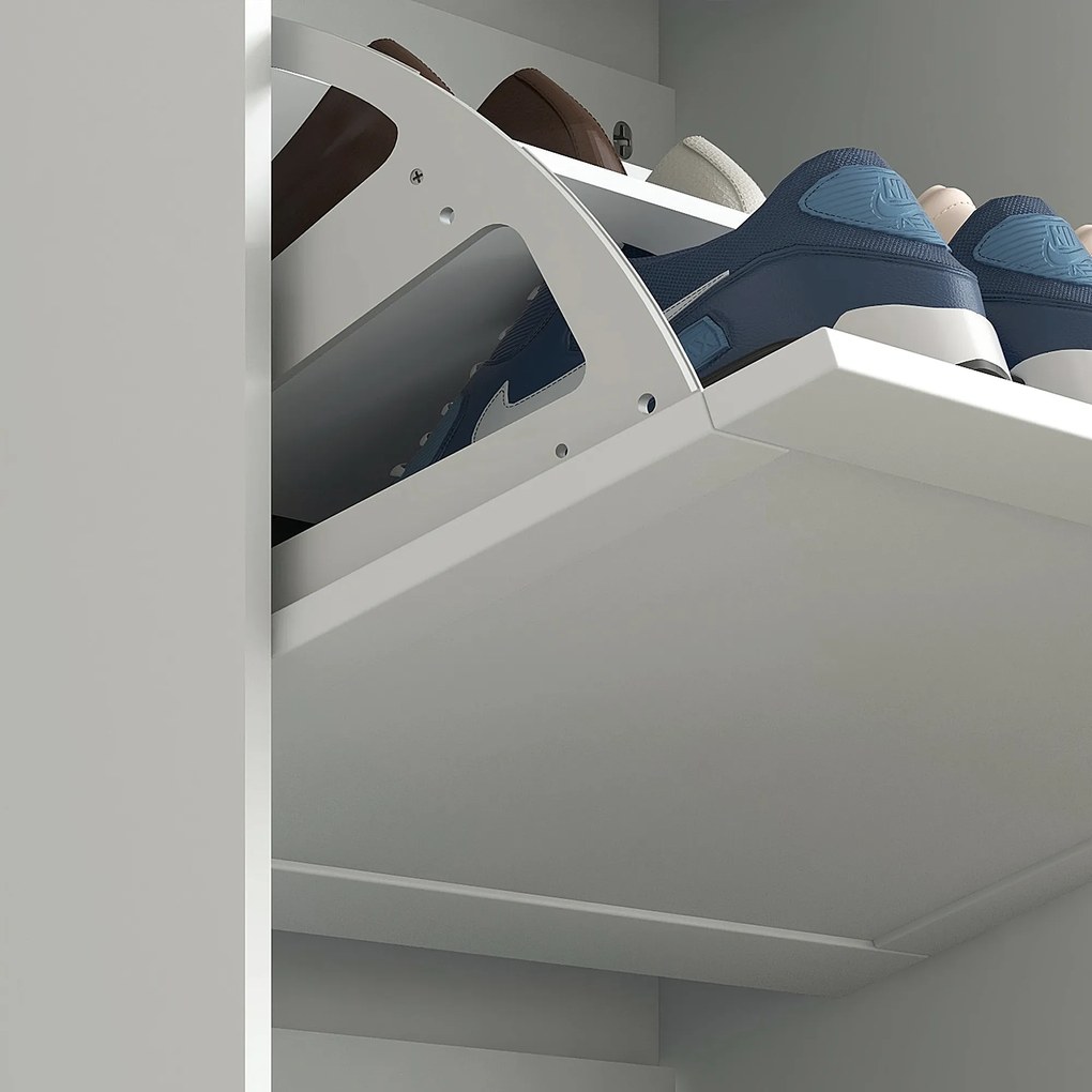 HOMCOM Dulap Îngust pentru Pantofi cu 3 Sertare și Rafturi Reglabile pe 2 Niveluri, 60x23,5x115 cm, Negru | Aosom Romania