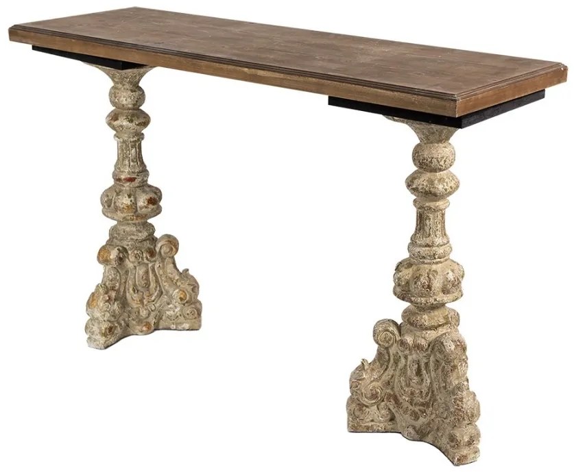Consola natur cu accente aurii, aspect vintage, Roccaire