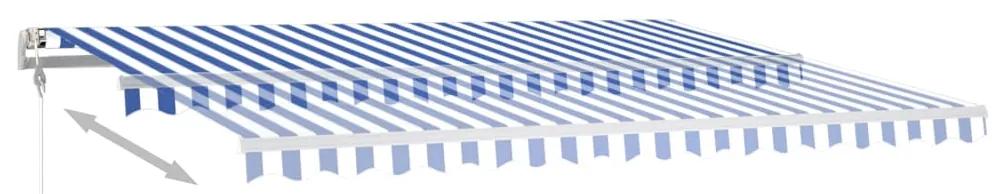 Copertina retractabila manual cu LED, albastru alb, 400x350 cm Albastru si alb, 400 x 350 cm
