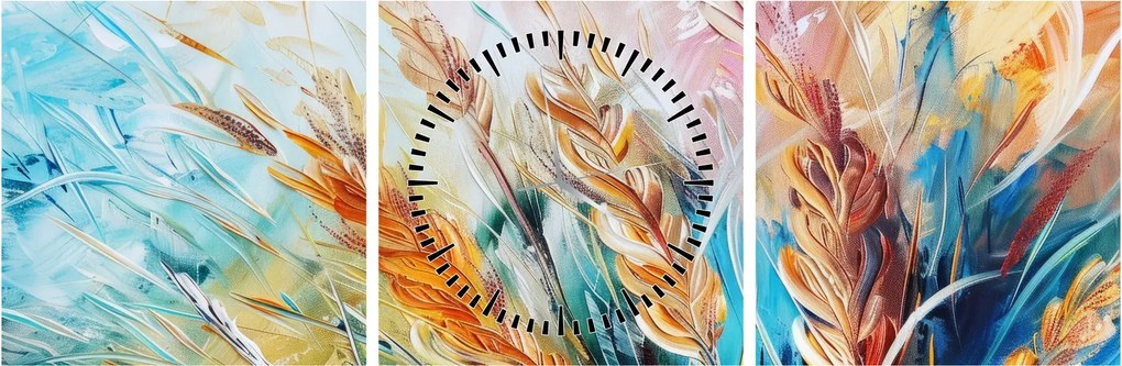Tablou - Grâu, abstracție (cu ceas) (90x30 cm)