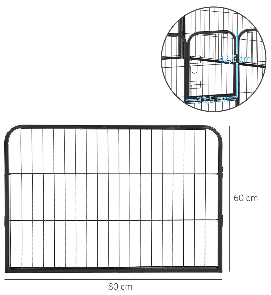 PawHut gard pentru animale, 8 piese, 80x60cm, negru | AOSOM RO