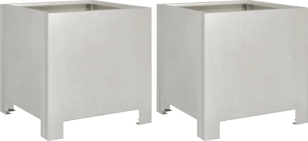 vidaXL Jardiniere grădină, 2 buc., 30x30x30 cm, oțel inoxidabil