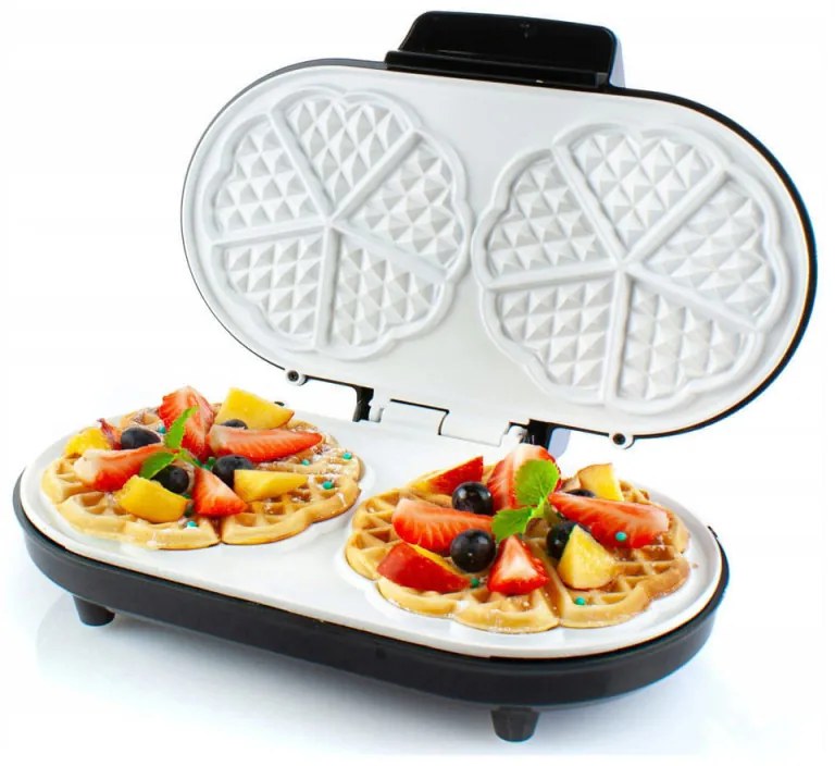 Aparat pentru vafe/gofre FIRST AUSTRIA FA-5305-2 WI, 1000 W, Placi cu acoperire antiaderenta, Termostat, Negru/Inox