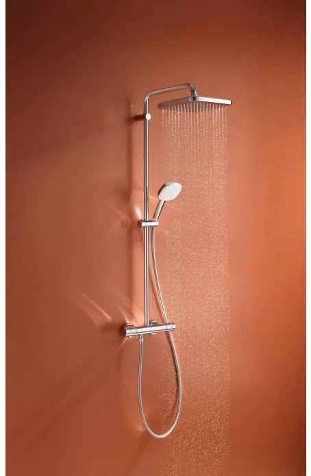 Coloana de dus cu termostat, Grohe Tempesta Cube 250, cu 1 tip de jet, crom, 26689001