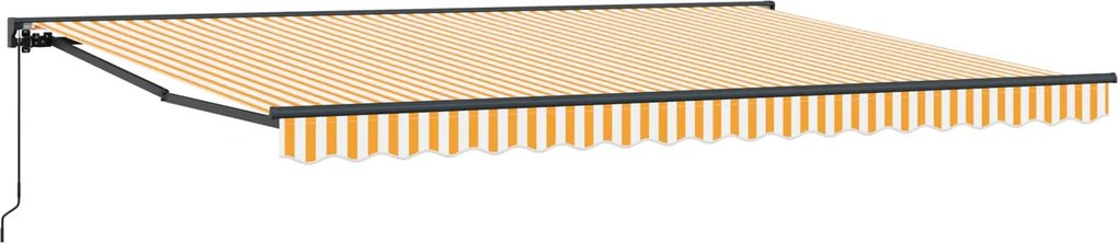 vidaXL Copertină retractabilă manuală Galben și alb 4,5 × 3,5 m
