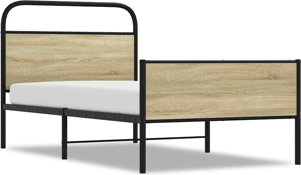 vidaXL Cadru pat fără saltea, stejar sonoma 100x190 cm lemn prelucrat