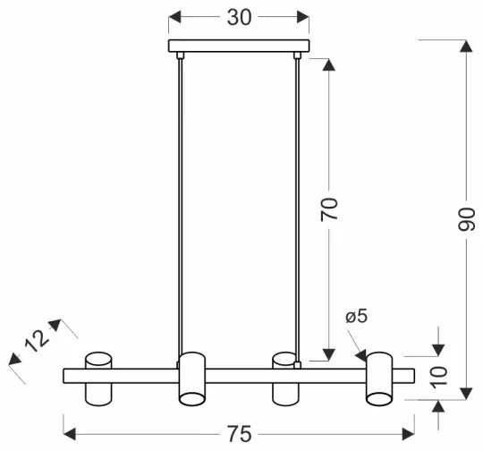 Lustră pe cablu XILO 4xGU10/25W/230V fag/alb