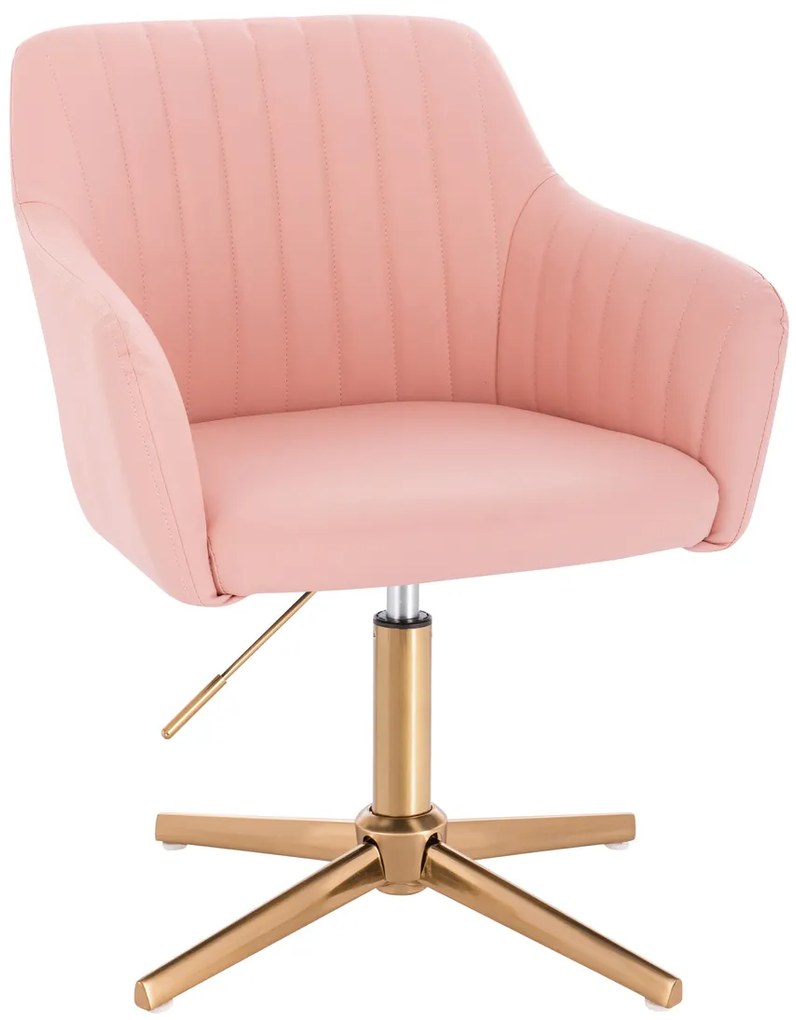 HC190CROSS Scaun Roz din Piele Ecologica cu Bază Aurie