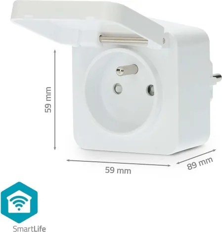 Priză inteligentă Nedis WIFIPO130EWT 3680W/230V/ tip E/16A Wi-Fi Tuya IP44