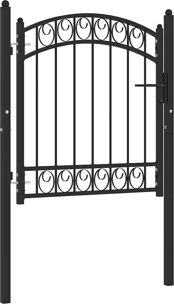 vidaXL Poartă de gard Emmen cu blat arcuit din oțel, 100x86 cm, negru