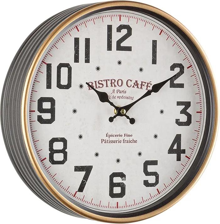 Ceas de perete gri alb auriu model Bistro Cafe Ø 29 cm
