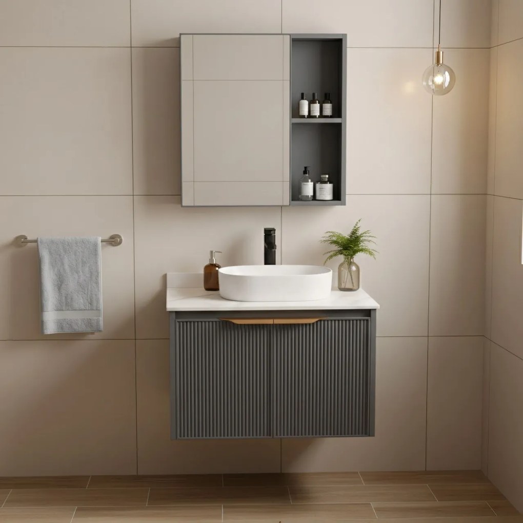 Set de mobilier de baie cu blat Marti 60cm Grey