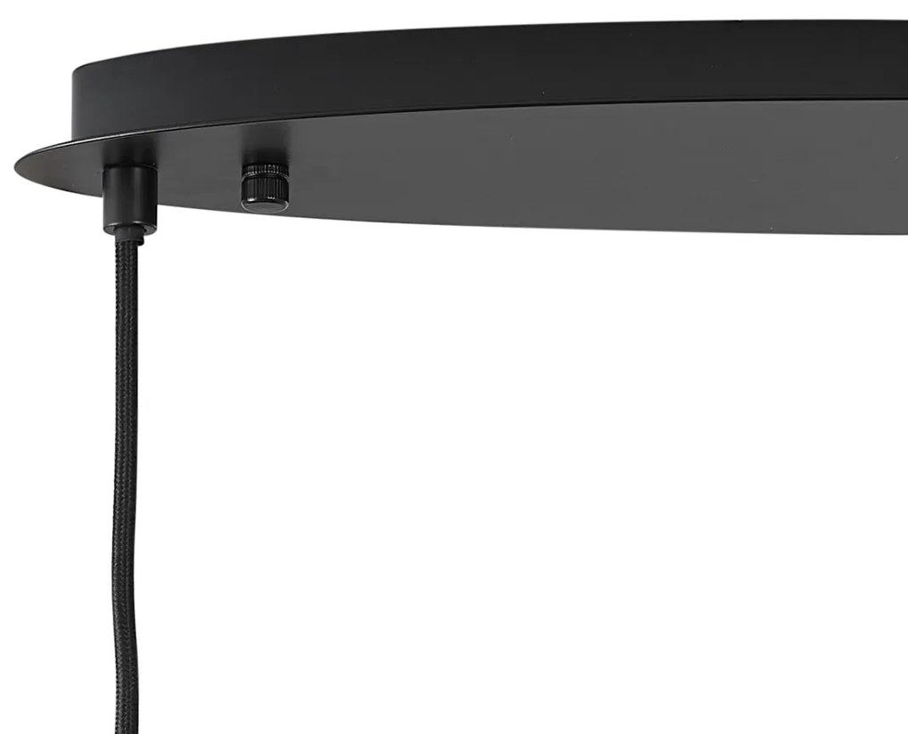 Lampă suspendată de design neagră cu sticlă fumurie ovală cu 5 lumini - Mochan