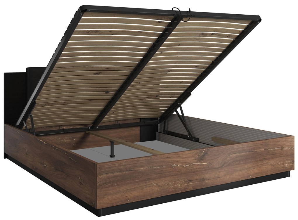 Pat matrimonial 180 cm Signat Typ 32 (negru + stejar flagstaff + fir de cupru). 1042104