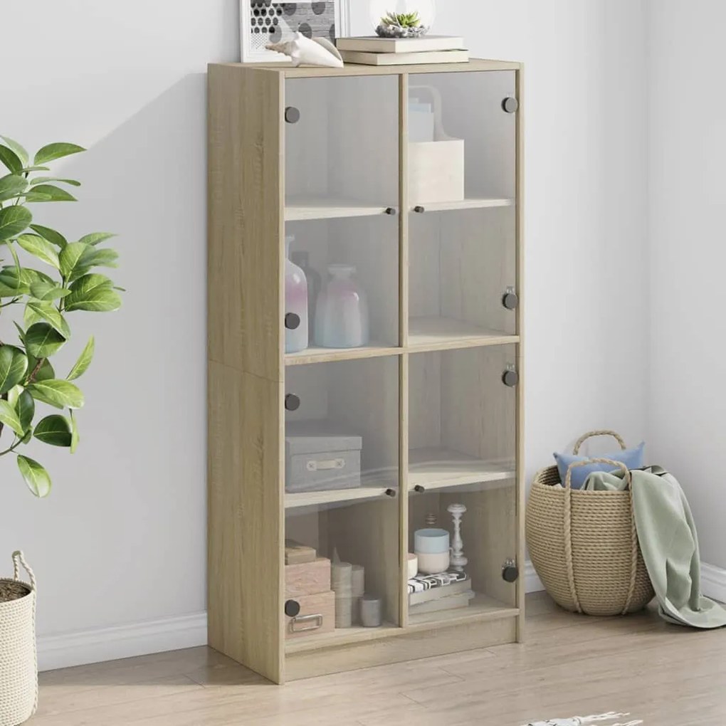 vidaXL Dulap înalt cu uși, stejar sonoma, 68x37x142 cm, lemn compozit