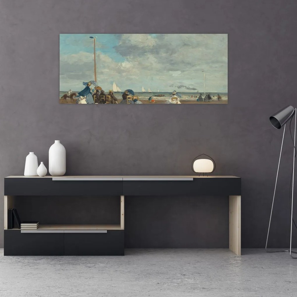Tablou - Eugène Boudin, Beach at Trouville, reproducere (120x50 cm)