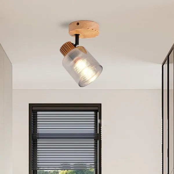 Brilagi - Aplica de perete cu spot HYGGE 1xE14/15W/230V, lemn de hevea/fumuriu